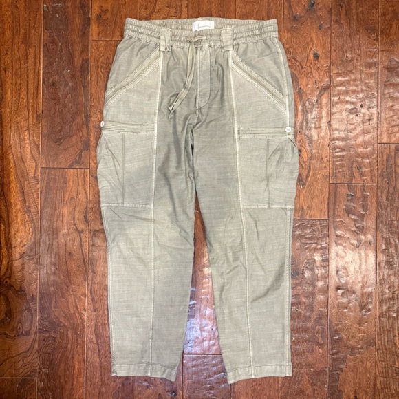 Anthropologie Angela Drawstring Pull On Cropped Cargo Pants Moss Green 28 - Picture 1 of 10